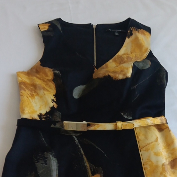 White House Black Market Gold and Black Sheath Midi Dress - Picture 3 of 7